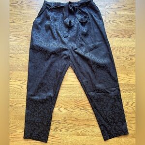 Black animal print satin pants